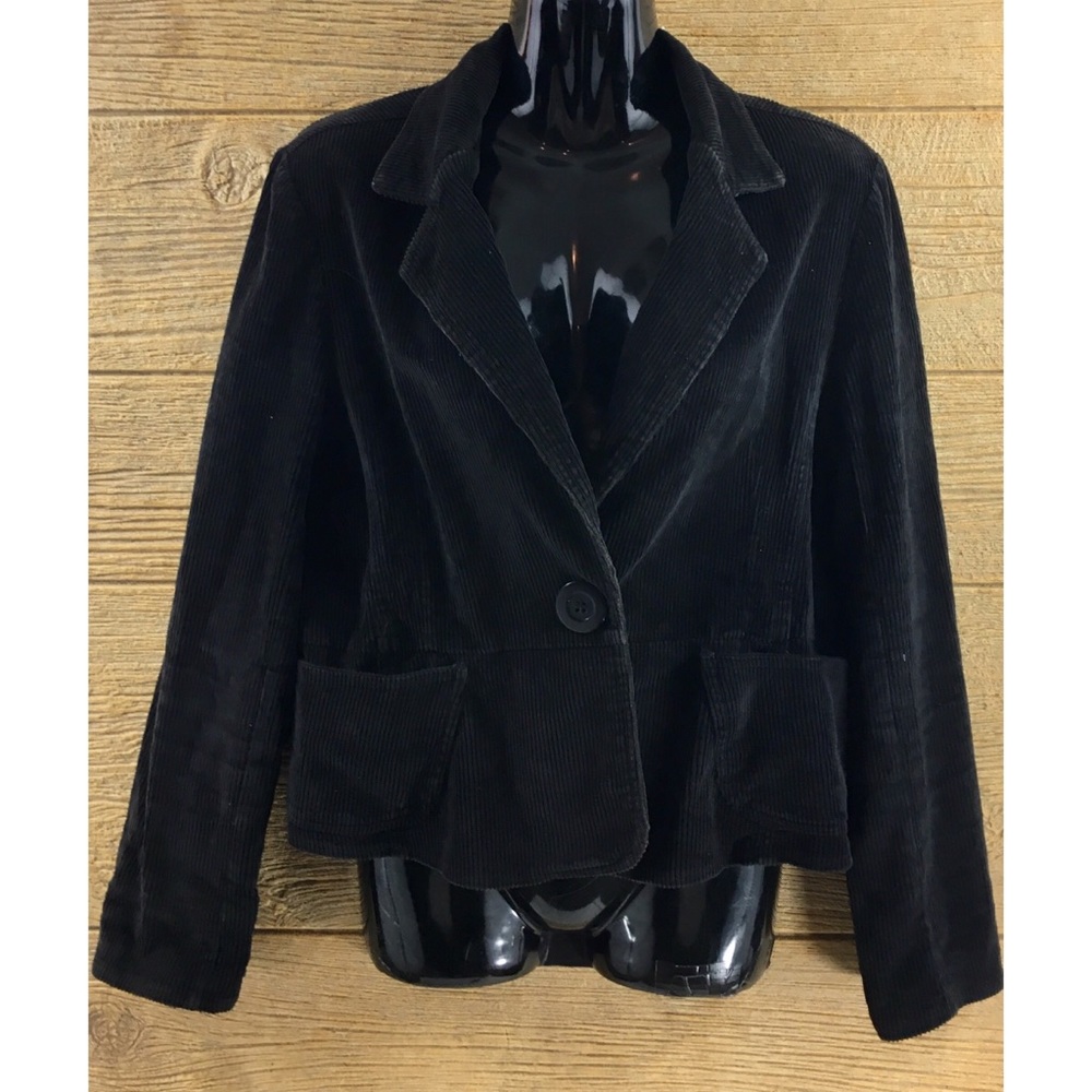 Miss Lili Womens Jacket Size Large Black Corduroy